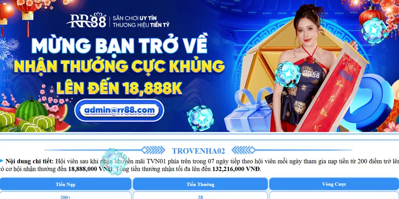 RR88 🏆 Link Trang Chủ RR88.COM Đăng Ký Thưởng +88K 🎉 30 Mừng bạn trở về RR88